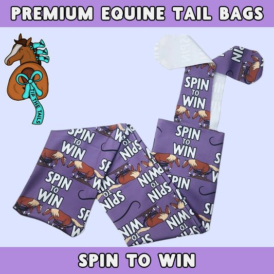 Spin To Win Equine Tail Bag, Reining Horse Tailbag for Horse Shows, Ranch Horse and Western Pony Tail Protection for Equestrian Gifts