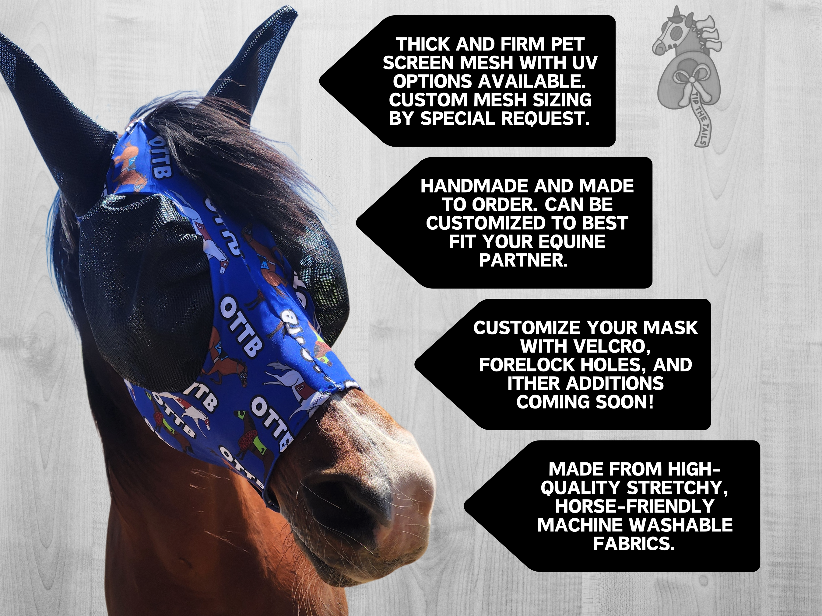 Handmade To Order Lycra Equine Fly Mask