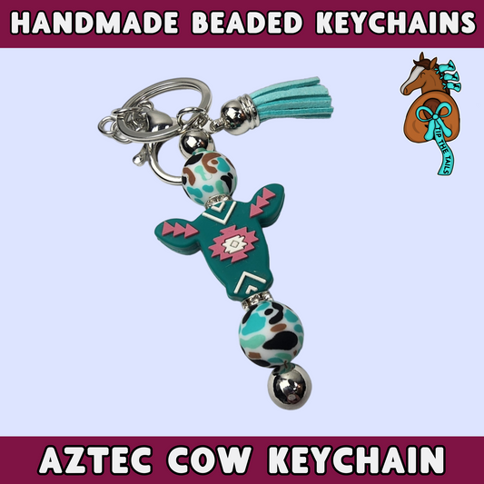 Aztec Cow Handmade Keychain-Tip The Tails