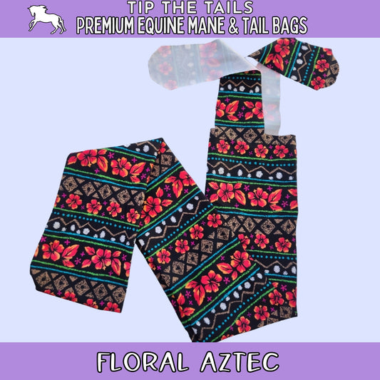 Floral Aztec Equine Tail Bag-Tip The Tails