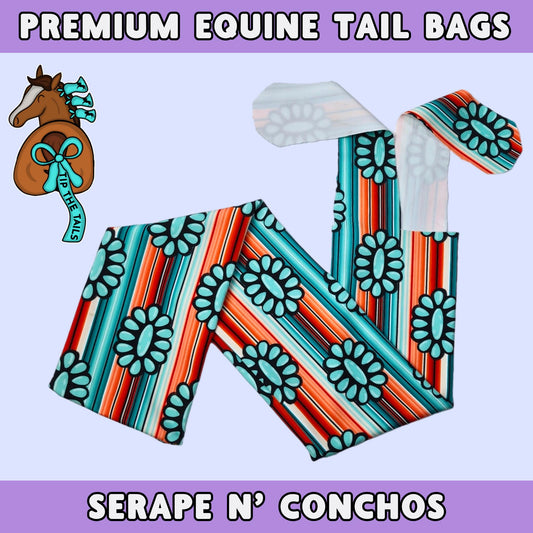 Serape Conchos Tail Bag | Vibrant Horse Themed Horse Tailbag for Equestrian Gift | Pony Gear for Mane and Tail Protection | Cute Equine Tack