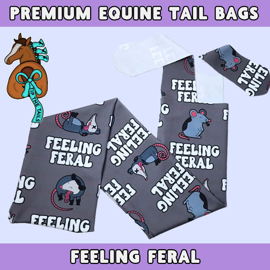 Feeling Feral Equine Tail Bag | Funny Possum Mouse Tailbag for Equestrian Gifts | Horse Gear for Mane and Tail Protection | Cute Equine Tack