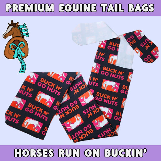 Buck 'N Go Nuts Tail Bag | Donut Themed Horse Tailbag for Equestrian Gifts | Pony Gear for Mane and Tail Protection | Cute Equine Tack