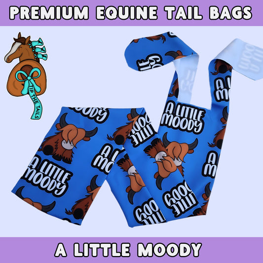 A Little Moody Tail Bag | Highland Cow Themed Horse Tailbag for Equestrian Gift | Pony Gear for Mane and Tail Protection | Cute Equine Tack
