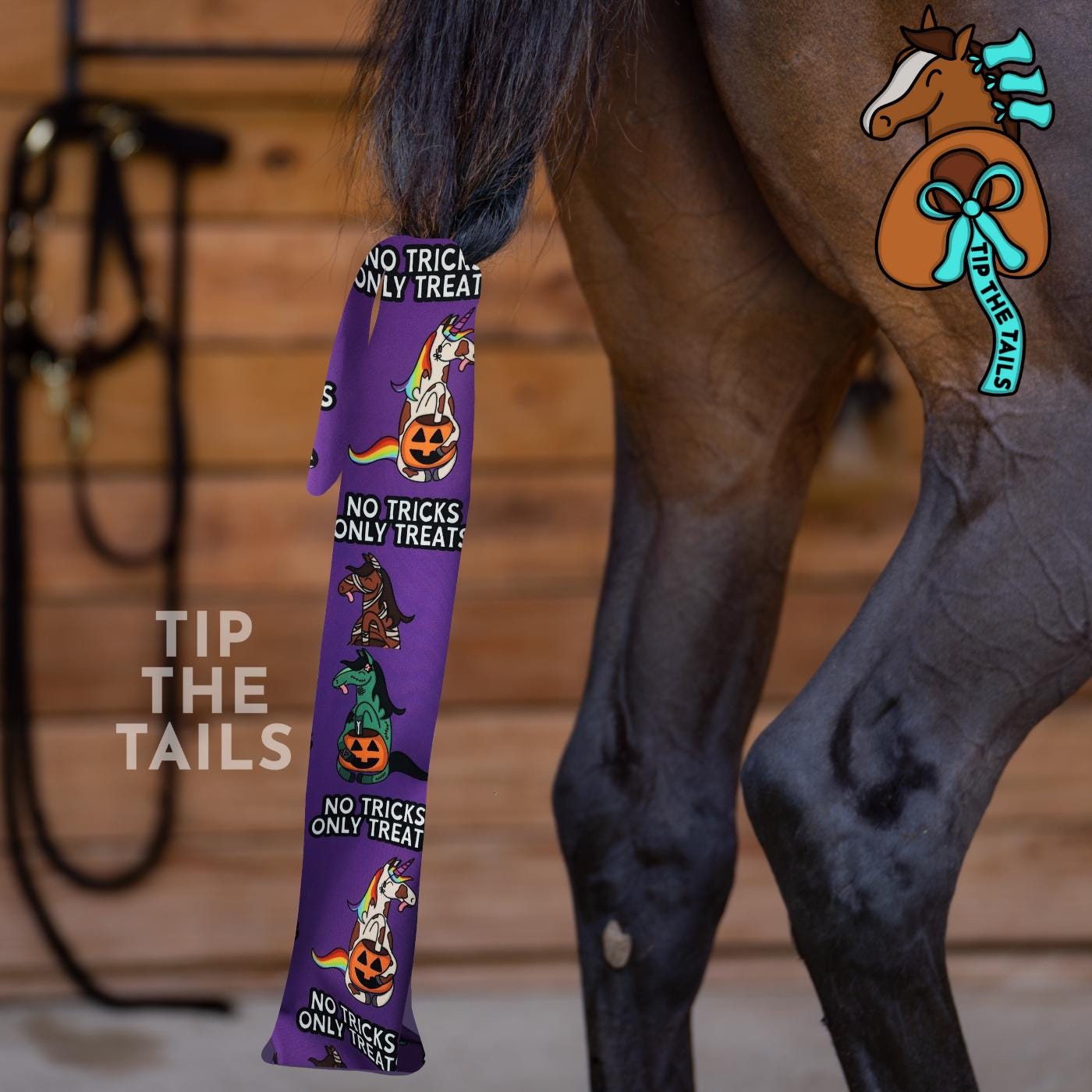 OOPS Version: No Tricks Only Treats Halloween Equine Tail Bag