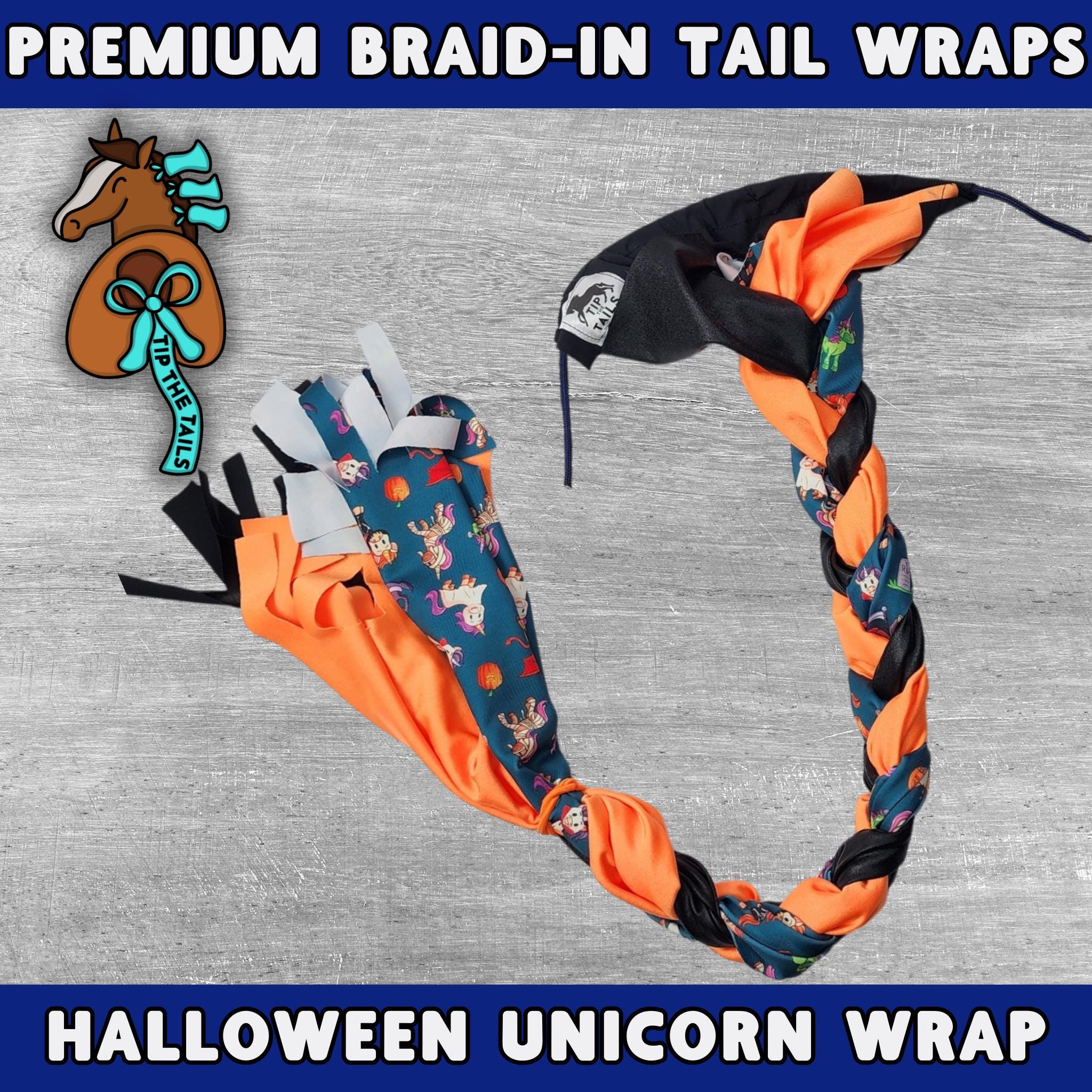 Halloween Unicorn 3-Tube Braid-In Tail Wrap