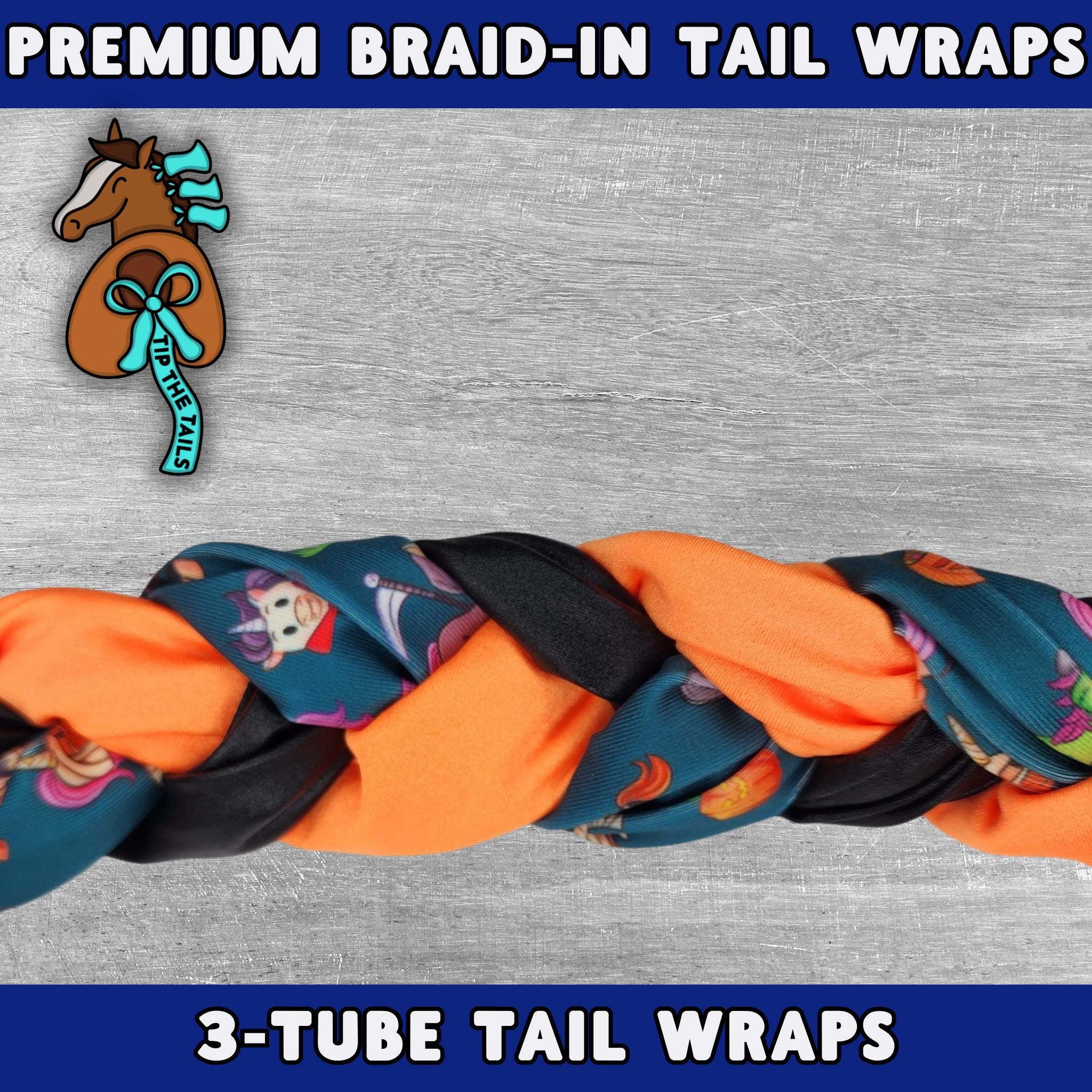 Halloween Unicorn 3-Tube Braid-In Tail Wrap