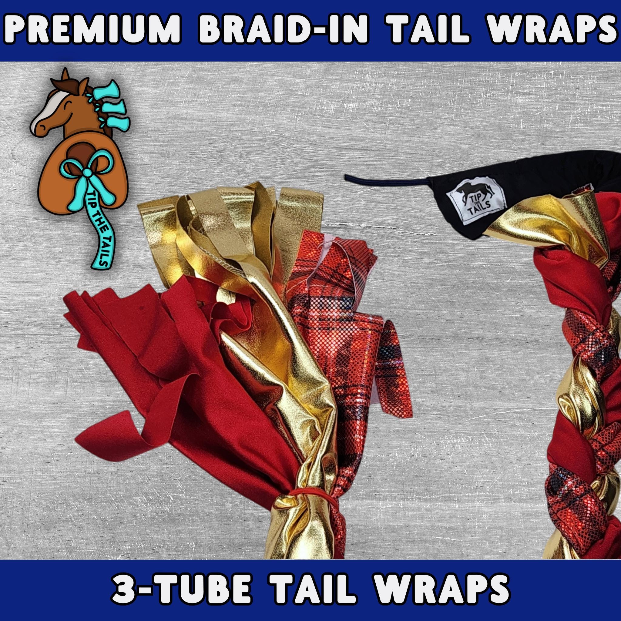 Red Plaid Shimmer 3-Tube Braid-In Tail Wrap