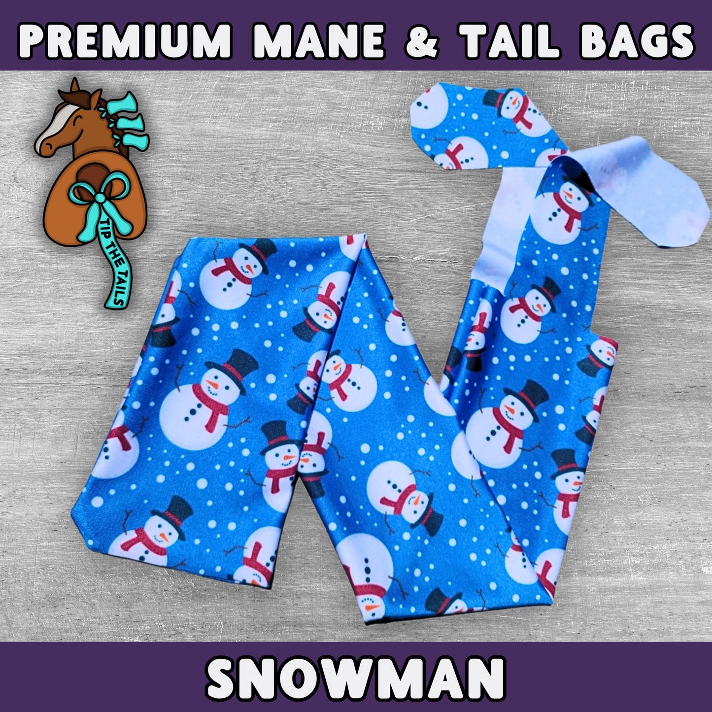 Blue Snowman Equine Tail Bag