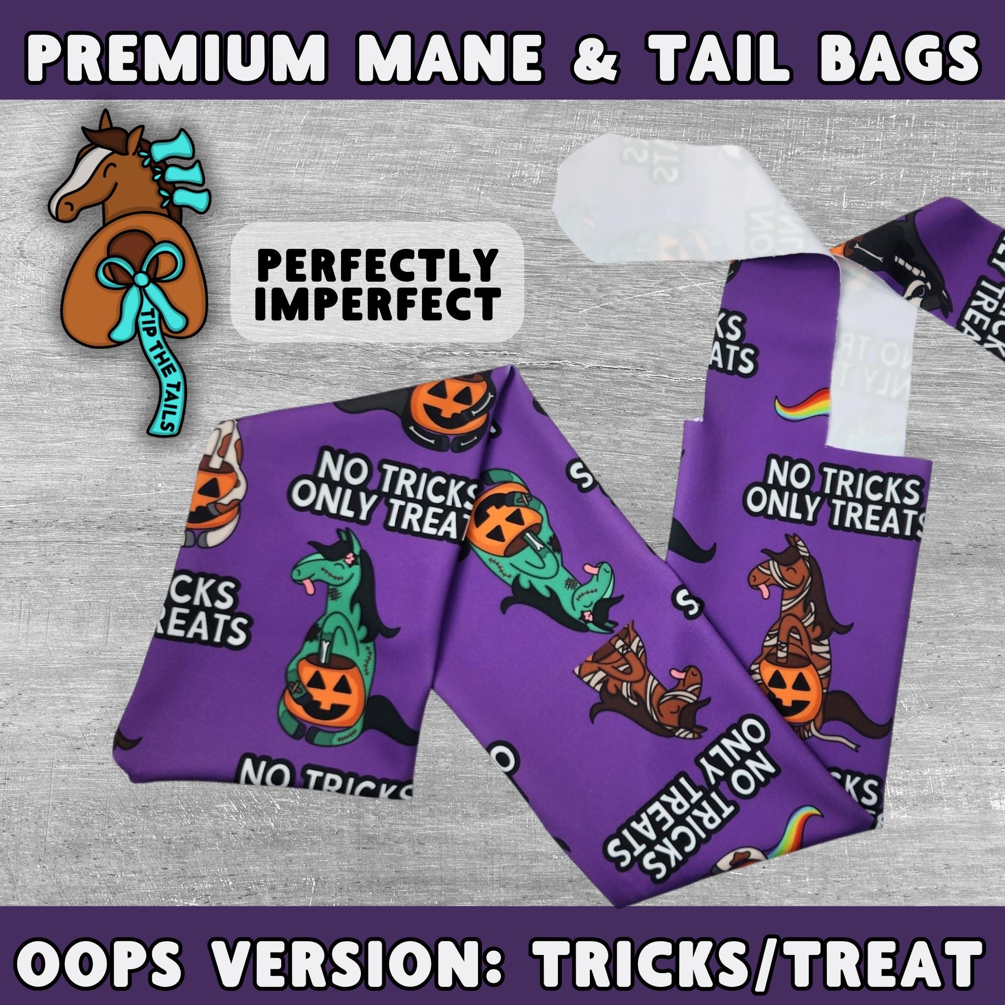 OOPS Version: No Tricks Only Treats Halloween Equine Tail Bag