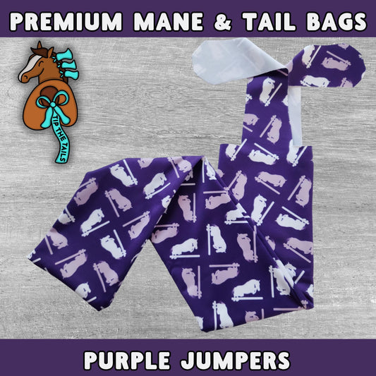 Purple Jumper Equine Tail Bag, Hunter Jumper Tailbags for Equine Tail Protection, Equestrian Jumping Tack for Equine Gifts & Horse Mane Bags