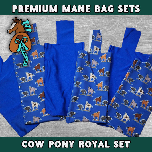 Royal Cow Pony Equine Mane Bag Set, Cow Horse Mane Bags for Equestrian Gifts, Cutting Horse Mane Bag Set of 6 for Horse Mane Protection