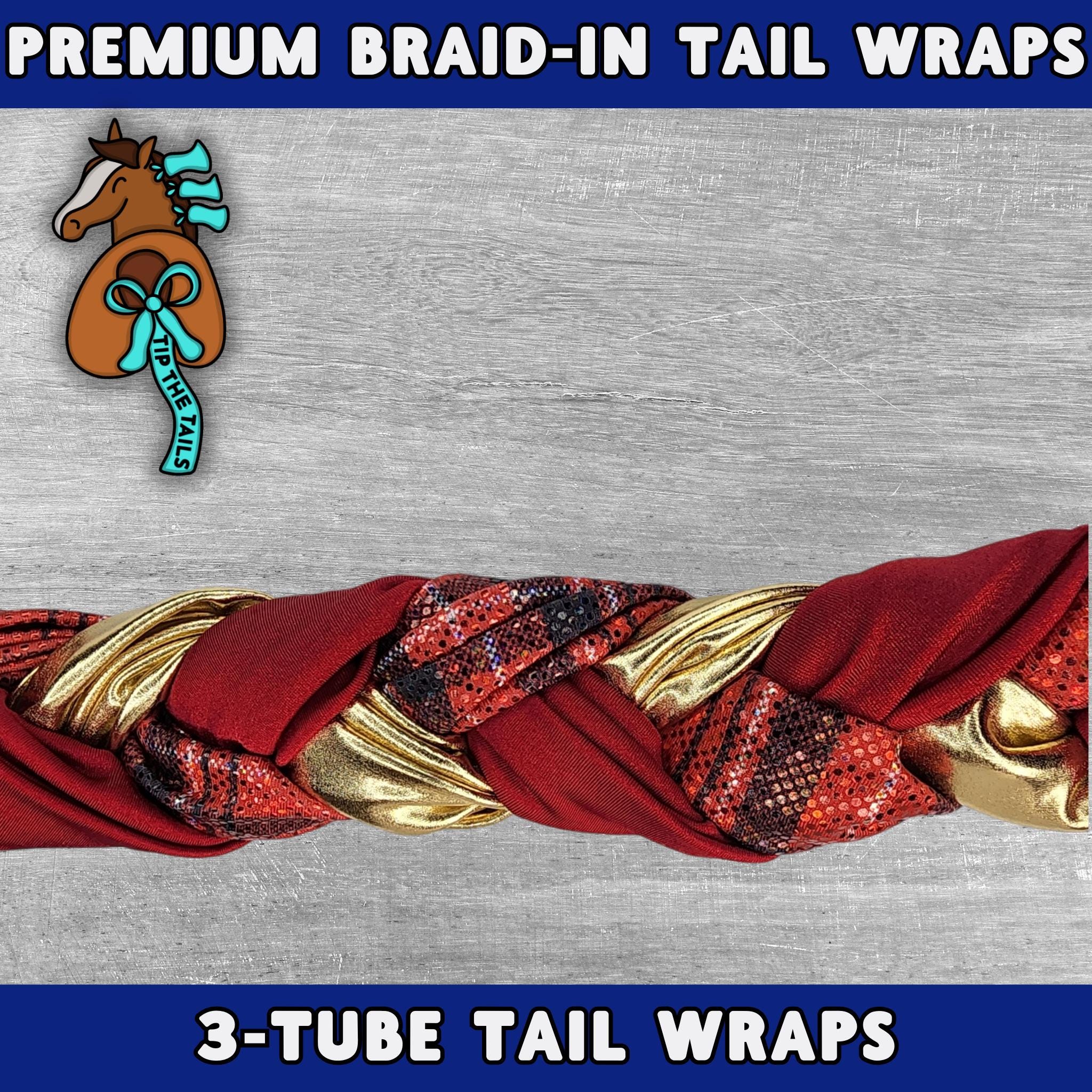 Red Plaid Shimmer 3-Tube Braid-In Tail Wrap