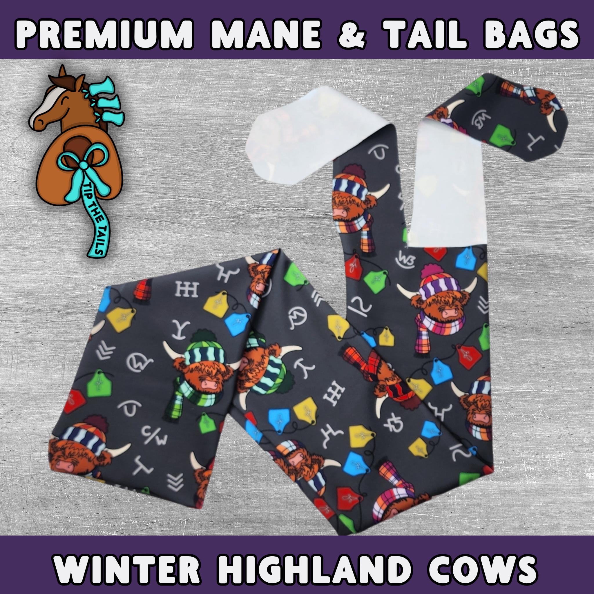 Winter Highland Cow Equine Tail Bag