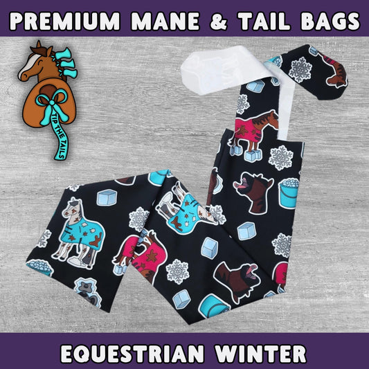 Equestrian Winter Equine Tail Bag, Holiday Horse Tailbag for Mane Bags, Pony Tail Protection for Equestrian Gifts, Funny Winter Tailbag