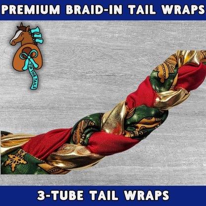 Holiday 3-Tube Braid-In Tail Wrap, Horse Tail Wrap for Equine Tail Protection, Equestrian Gifts for Horse Lovers, Braid Horse Tack