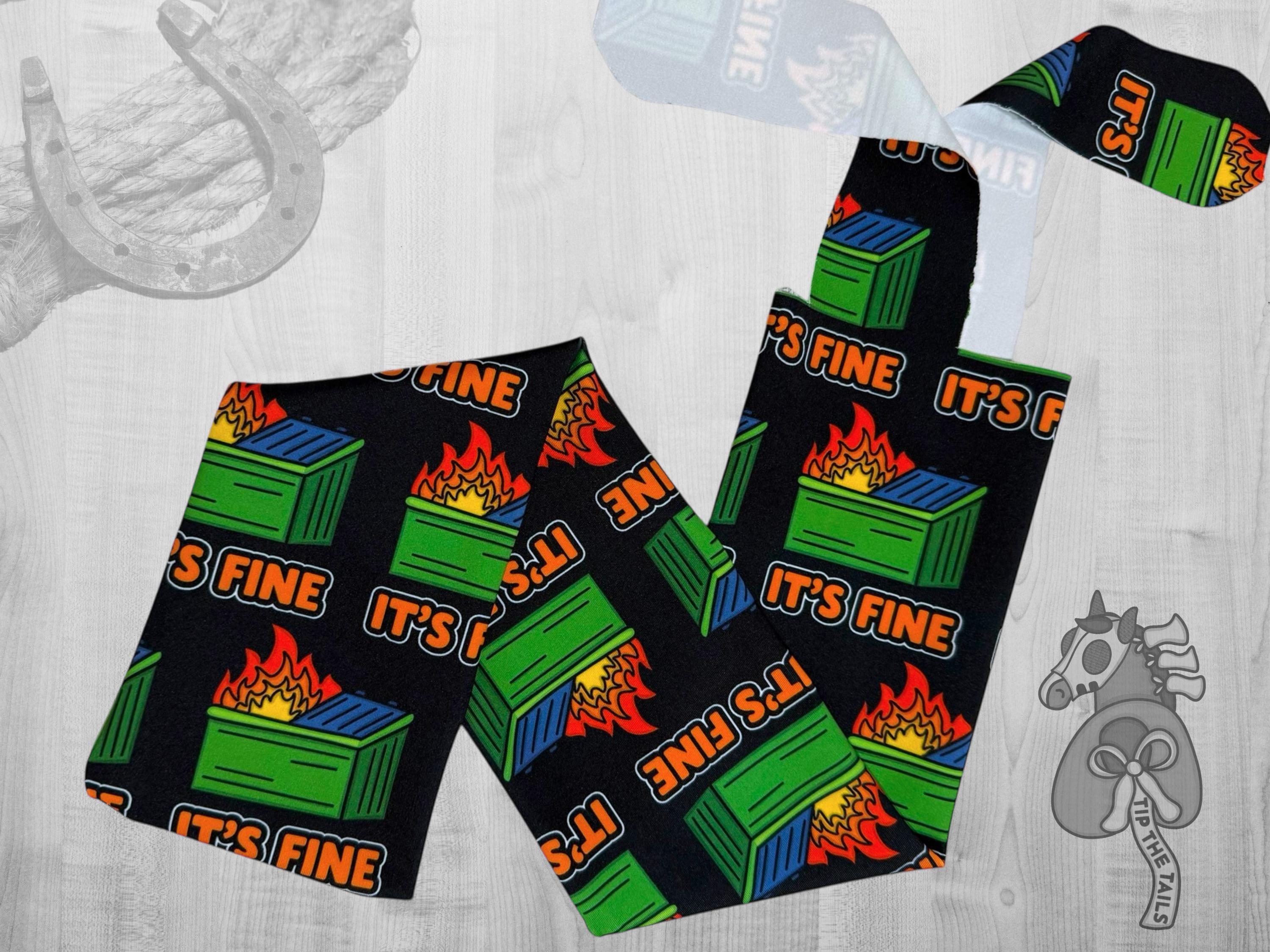 It’s Fine Equine Tail Bag, Dumpster Fire Horse Gift for Equestrian, Horse Tailbag for Equine, Funny Everything’s Fine Equine Mane & Tail Bag