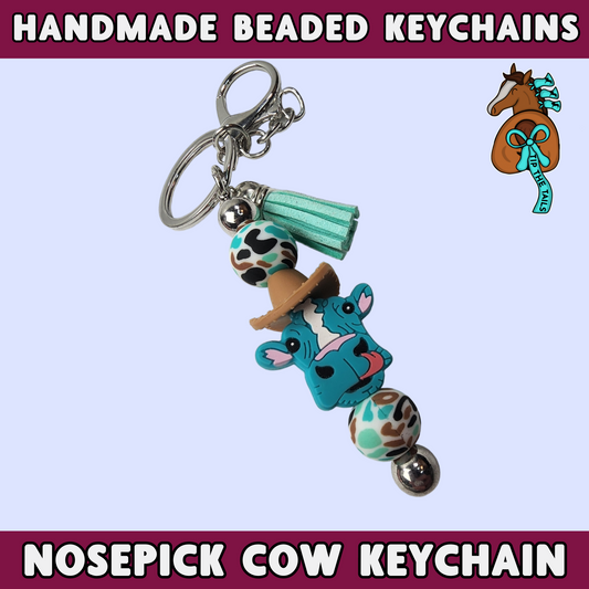 Nosepicking Cow Handmade Keychain-Tip The Tails