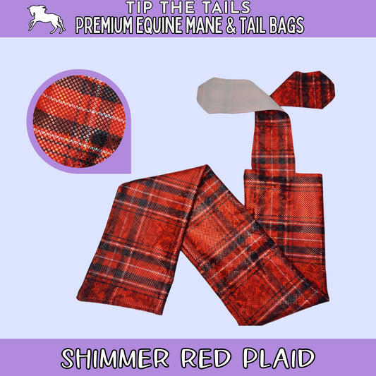 Red Plaid Shimmer Equine Tail Bag-Tip The Tails