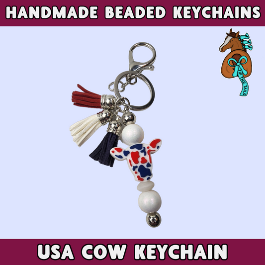 USA Cow Handmade Keychain-Tip The Tails
